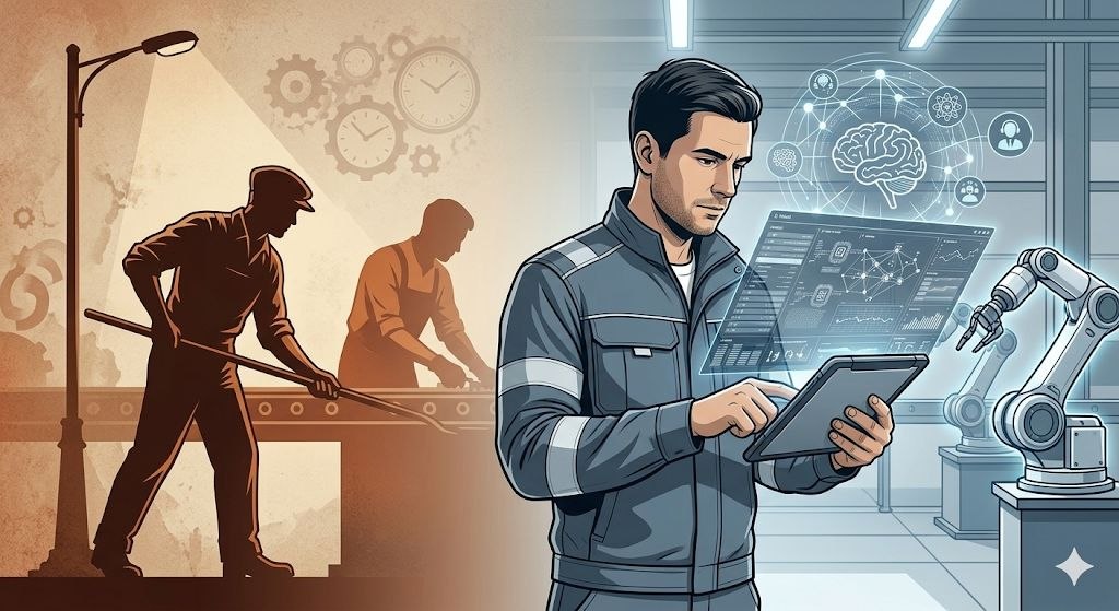 Representação visual de tecnologia e inteligência artificial aplicada à assistência técnica.